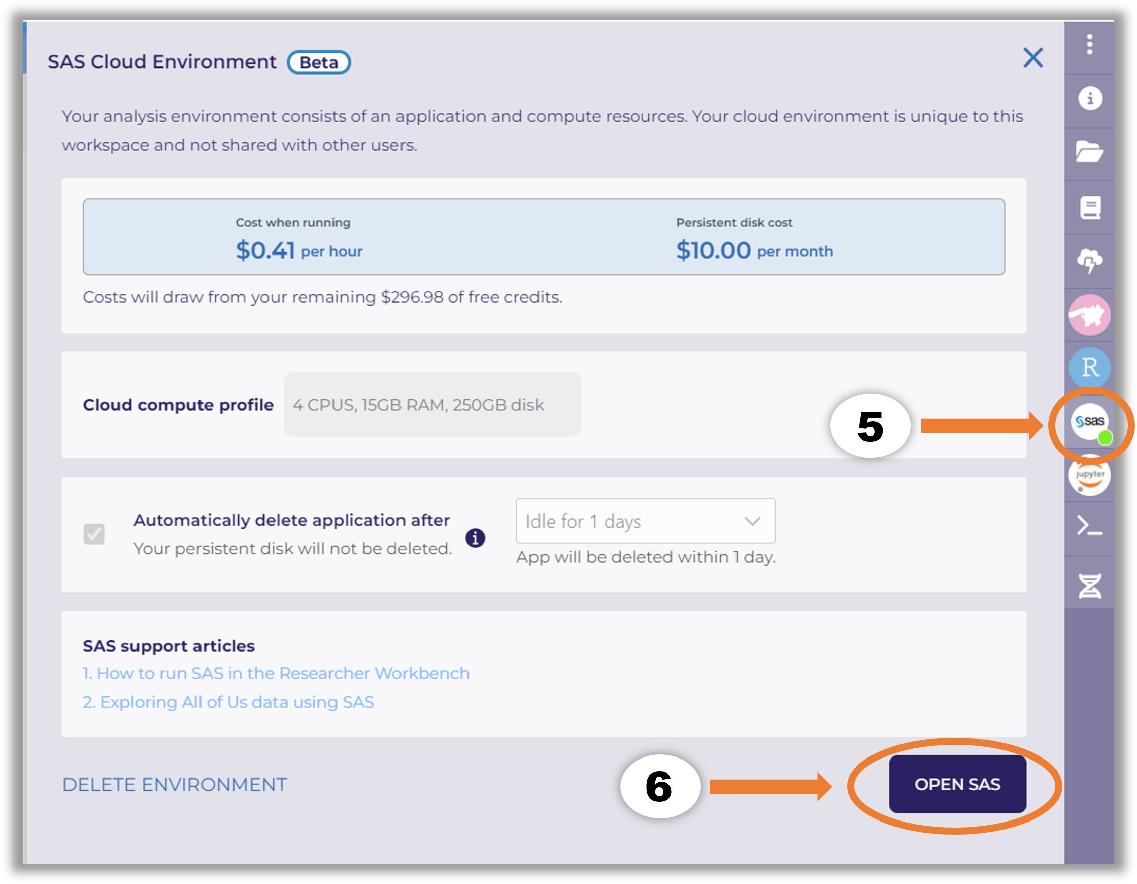 How to run SAS in the Researcher Workbench – User Support