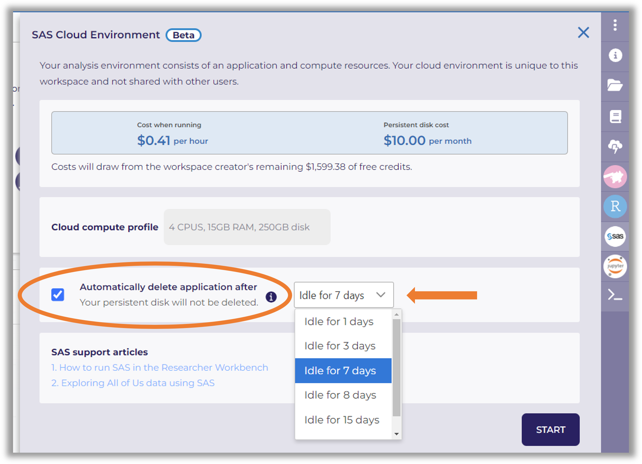 How to run SAS in the Researcher Workbench – User Support