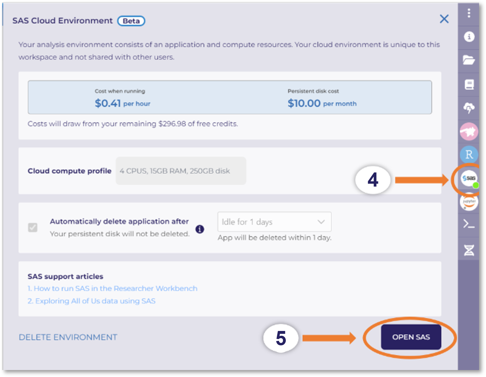 How to run SAS in the Researcher Workbench – User Support