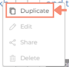 Duplicate is the first option displayed on the menu. After you click duplicate, the workspace description page will appear on the screen. When a workspace is duplicated, all the information from the workspace description is copied from the original workspace.