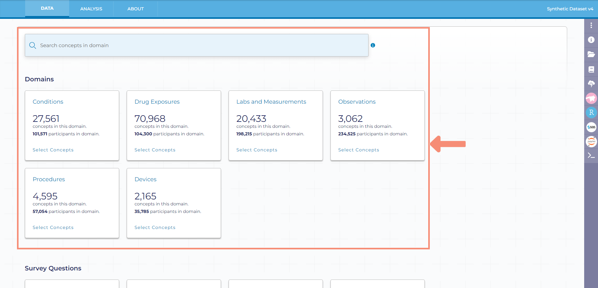 After you click or search for a specific concept, you will see a list of concepts meeting your search criteria.