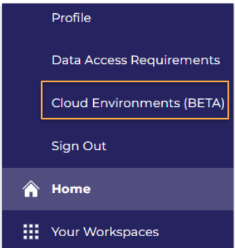 Cloud Environments menu option